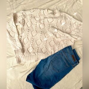 Cream Crochet Sweater